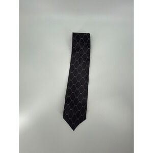 Andrew Fezza New York Mens Silk Tie Charcoal Gray Geometric Diamond Pattern USA